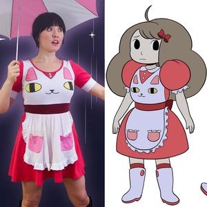 RARE WeLoveFine Bee & Puppycat I Am Bee Costume Cosplay Dress w/ 3D Apron & Bow